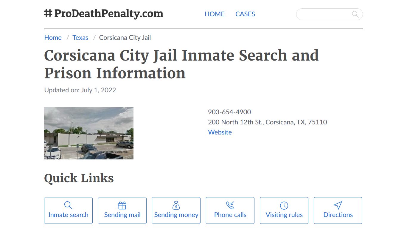 Corsicana City Jail Inmate Search, Visitation, Phone no ...